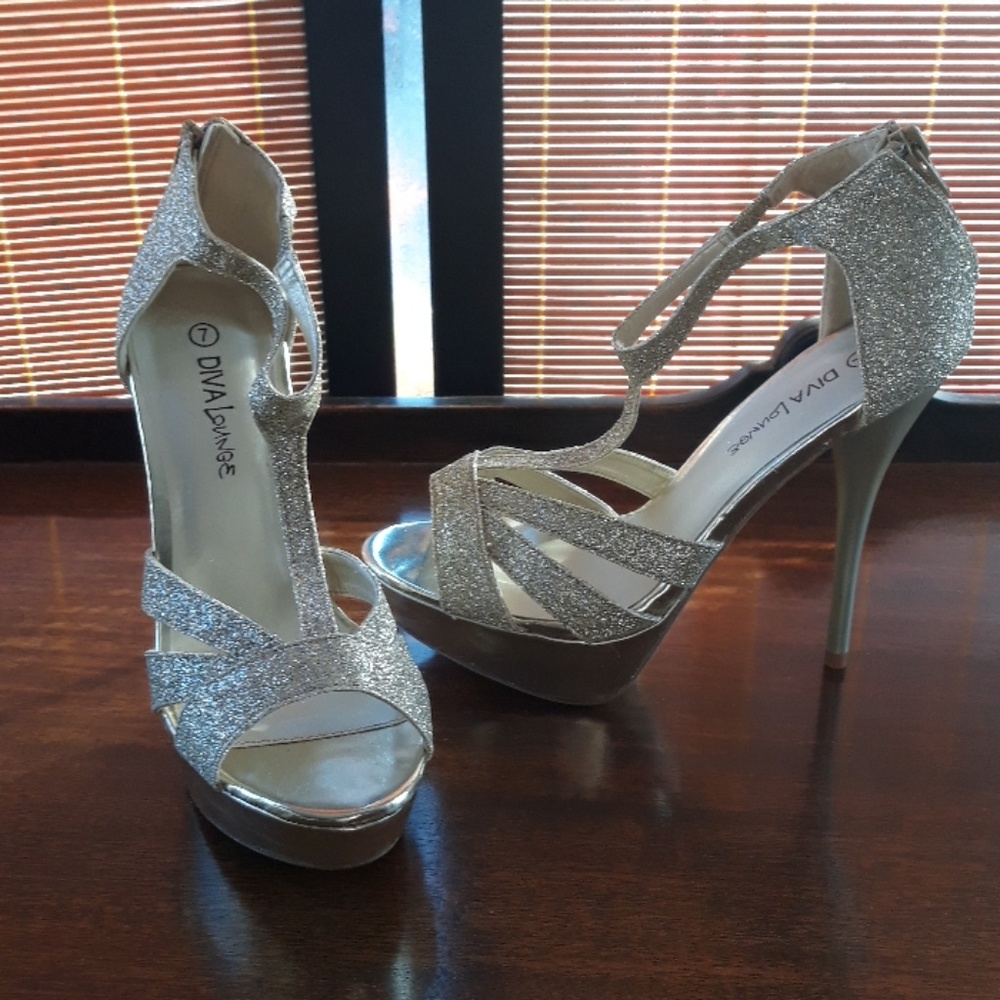 Champagne Glitter Platform Heels
